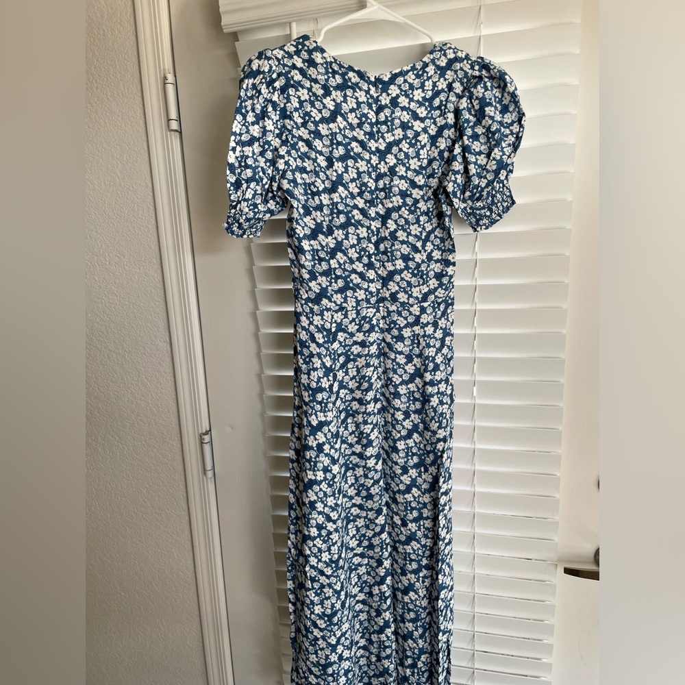 NWT REFORMATION Blue Floral Midi Dress - Picture 3 of 4